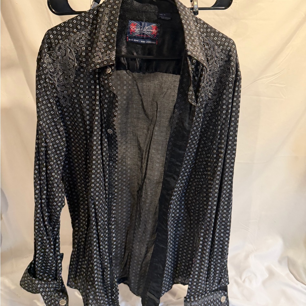 English Laundry Black and Gray Geometric Shirt